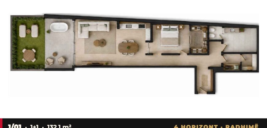 Garden Apartment 1/01 · 1+1 · Private garden – 4 Horizont, Radhimë · Sold