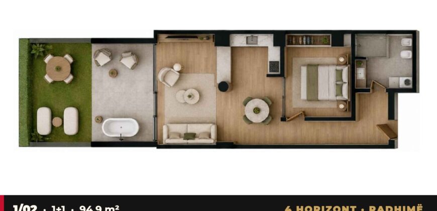 Garden Apartment 1/02 · 1+1 · Private garden – 4 Horizont, Radhimë