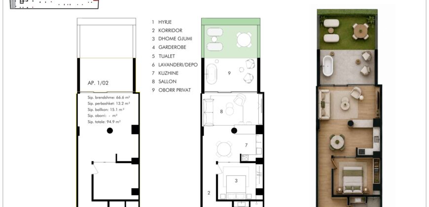 Garden Apartment 1/02 · 1+1 · Private garden – 4 Horizont, Radhimë