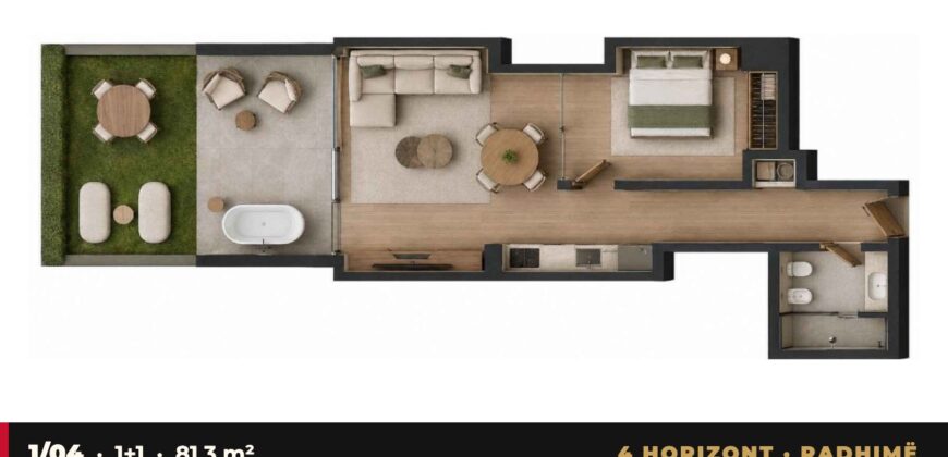 Garden Apartment 1/04 · 1+1 · Private garden – 4 Horizont, Radhimë