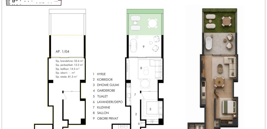 Garden Apartment 1/04 · 1+1 · Private garden – 4 Horizont, Radhimë