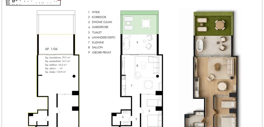 Garden Apartment 1/06 · 2+1 · Private garden – 4 Horizont, Radhimë