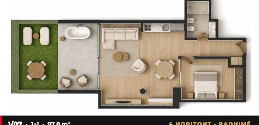 Garden Apartment 1/07 · 1+1 · Private garden – 4 Horizont, Radhimë