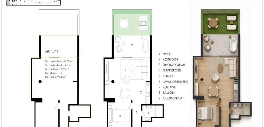 Garden Apartment 1/07 · 1+1 · Private garden – 4 Horizont, Radhimë