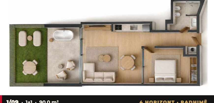 Garden Apartment 1/09 · 1+1 · Private garden – 4 Horizont, Radhimë