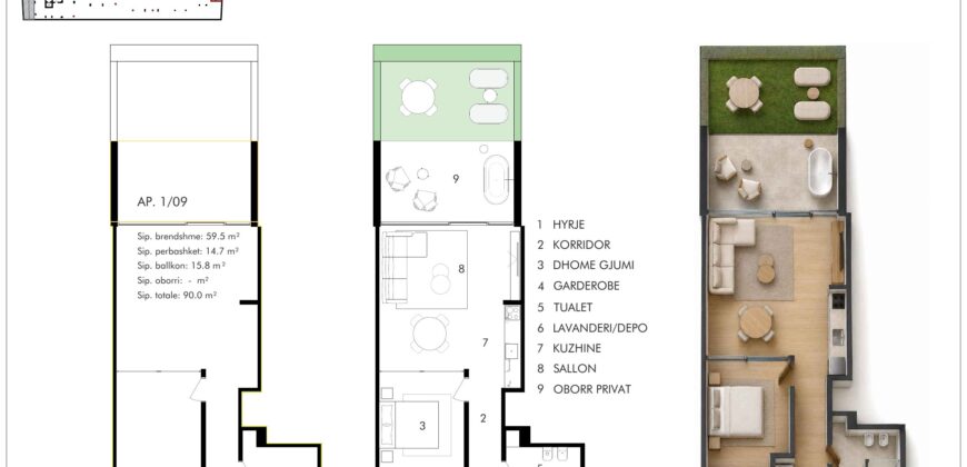 Garden Apartment 1/09 · 1+1 · Private garden – 4 Horizont, Radhimë