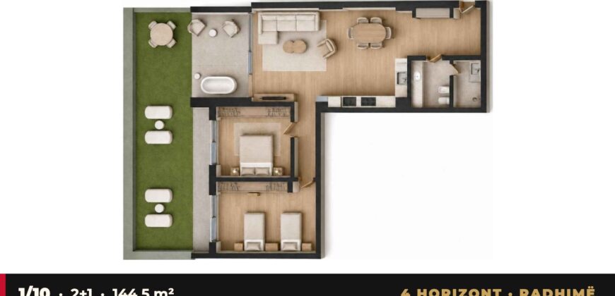 Garden Apartment 1/10 · 2+1 · Private garden – 4 Horizont, Radhimë
