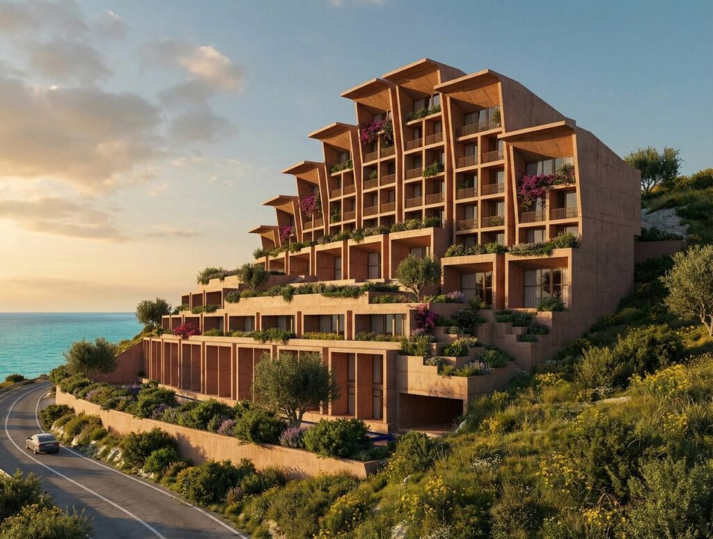 Kompleksi Belvedere pranë rrugës bregdetare në Radhimë, Vlorë